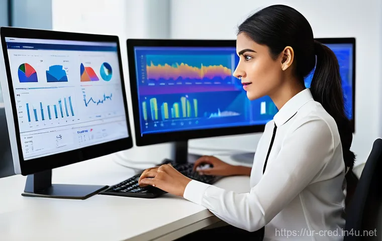 신용분석사로서의 전문성 쌓기 - **Prompt 1: The Modern Credit Analyst at Work**
    "A professional female credit analyst, of South ...