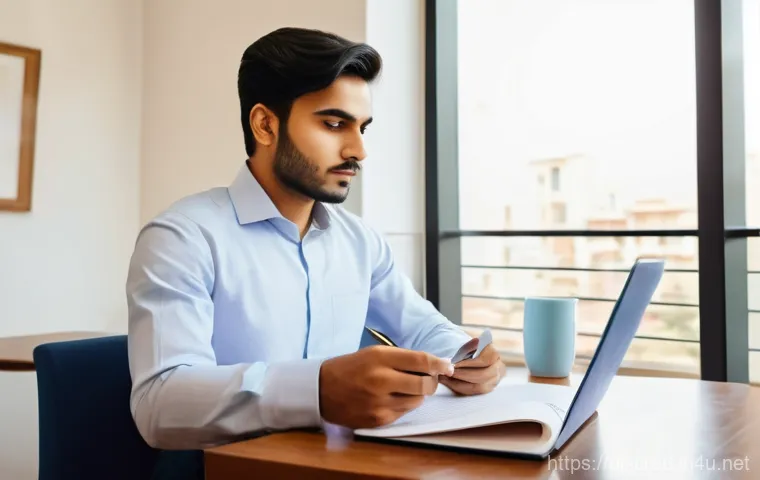 신용분석사 시험 학습 플랜 - **Prompt:** A diligent young Pakistani man, in his mid-20s, wearing a smart business casual outfit (...
