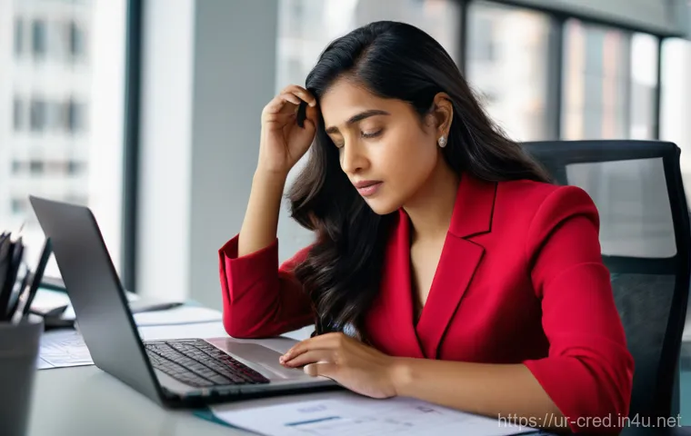 신용분석사 직무 적합성 테스트 - **Prompt:** "A focused Credit Analyst, a woman of South Asian descent, sits at a modern, bright offi...